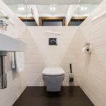 Bathroom Basics: Furnishing Your First Apartment Minimalist bathroom with toilet and sink