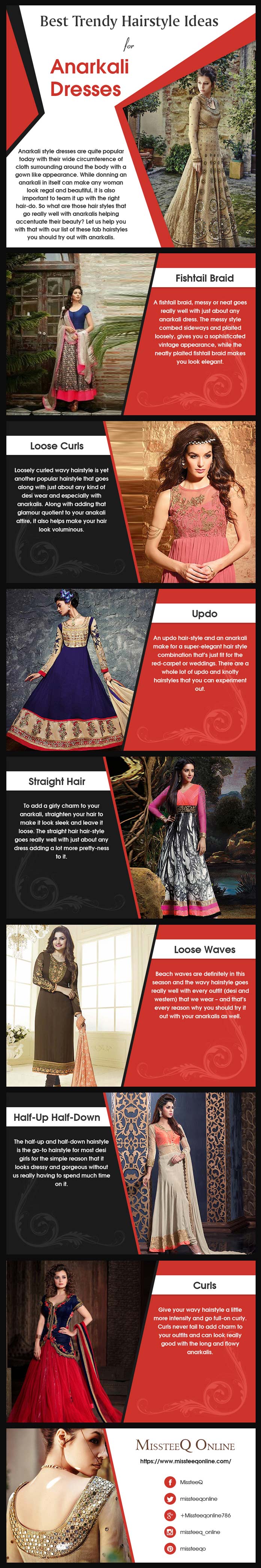 Best Trendy Hairstyle Ideas for Anarkali Dresses [Infographic] - Zigverve