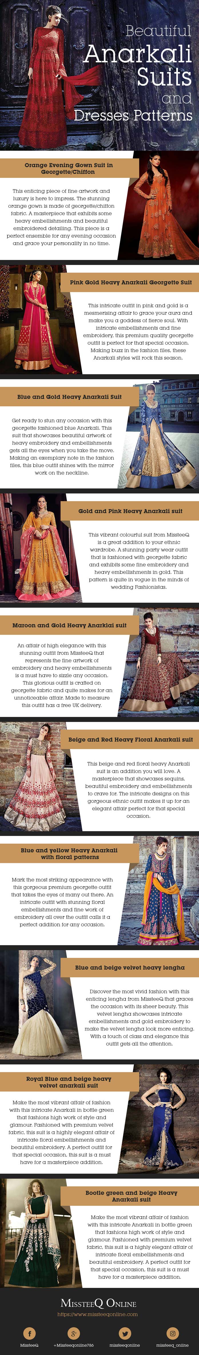 Beautiful Anarkali Suits and Dresses Patterns [Infographic]