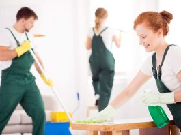 cleaning service during work
